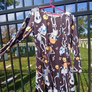 Black Skeletons Halloween Midi Dress